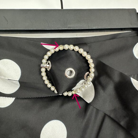 NWT Art Dealer Eva High Rise Polka Dot Satin Belted Midi Skirt Black Small - Picture 3 of 12